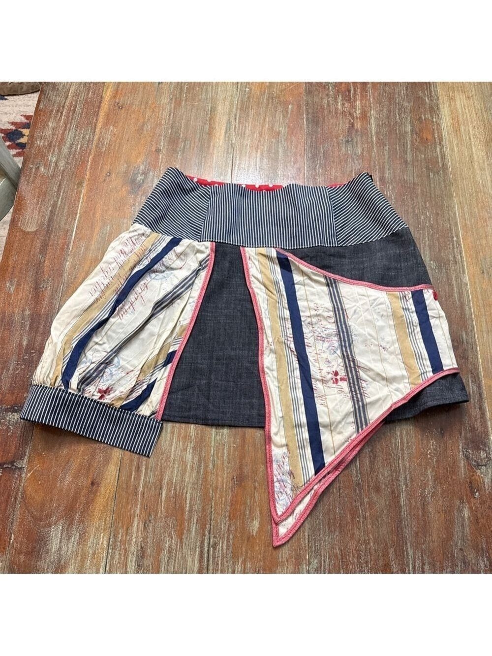 Adeline Ziliox Patchwork Asymmetric Skirt Size 8 10